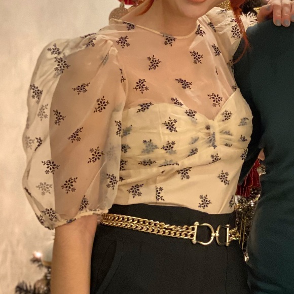 Organza sleeve cropped blouse - Picture 4 of 5